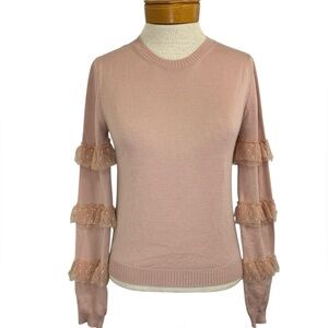 RED Valentino S Virgin Wool Scoop Neck Sweater Coquette Romantic Boho Revival